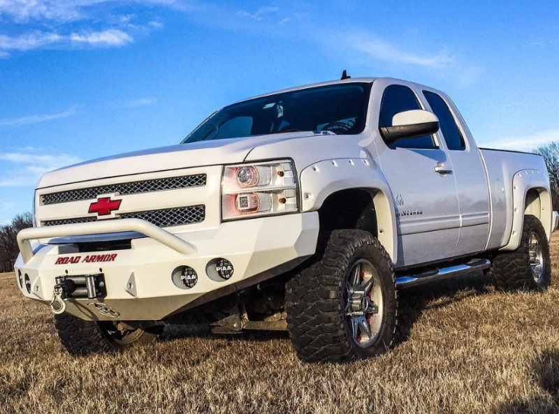 Chevrolet 1500 Front Bumper - Road Armor - Stealth Winch Bumper w/Pre-Runner Guard - Tex Blk - `08-`13